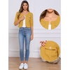 image:imageAllegra K Womens Denim Cardigan 34 Sleeve Collarless Jean JacketsYellow
