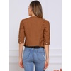 image:imageAllegra K Womens Denim Cardigan 34 Sleeve Collarless Jean JacketsYellowish Brown