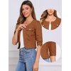 image:imageAllegra K Womens Denim Cardigan 34 Sleeve Collarless Jean JacketsYellowish Brown