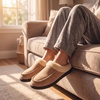 image:imageAllegra K Womens Fuzzy Shose Non Slip Flat House SlippersKhaki