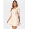 image:imageAllegra K Womens Gingham Dress Ruffled Short Sleeve Peter Pan Collar Cute Checkered Mini DressesApricot