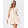 image:imageAllegra K Womens Gingham Dress Ruffled Short Sleeve Peter Pan Collar Cute Checkered Mini DressesApricot