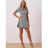 image:imageAllegra K Womens Gingham Dress Ruffled Short Sleeve Peter Pan Collar Cute Checkered Mini DressesBlack White