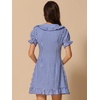image:imageAllegra K Womens Gingham Dress Ruffled Short Sleeve Peter Pan Collar Cute Checkered Mini DressesBlue