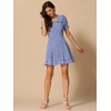 image:imageAllegra K Womens Gingham Dress Ruffled Short Sleeve Peter Pan Collar Cute Checkered Mini DressesBlue
