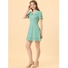 image:imageAllegra K Womens Gingham Dress Ruffled Short Sleeve Peter Pan Collar Cute Checkered Mini DressesBlue Yellow