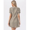 image:imageAllegra K Womens Gingham Dress Ruffled Short Sleeve Peter Pan Collar Cute Checkered Mini DressesBrown