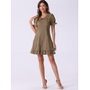 image:imageAllegra K Womens Gingham Dress Ruffled Short Sleeve Peter Pan Collar Cute Checkered Mini DressesDark Brown