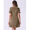 image:imageAllegra K Womens Gingham Dress Ruffled Short Sleeve Peter Pan Collar Cute Checkered Mini DressesDark Brown