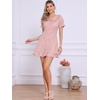 image:imageAllegra K Womens Gingham Dress Ruffled Short Sleeve Peter Pan Collar Cute Checkered Mini DressesDark Pink