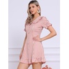 image:imageAllegra K Womens Gingham Dress Ruffled Short Sleeve Peter Pan Collar Cute Checkered Mini DressesDark Pink