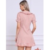 image:imageAllegra K Womens Gingham Dress Ruffled Short Sleeve Peter Pan Collar Cute Checkered Mini DressesDark Pink