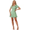 image:imageAllegra K Womens Gingham Dress Ruffled Short Sleeve Peter Pan Collar Cute Checkered Mini DressesGreen White