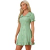 image:imageAllegra K Womens Gingham Dress Ruffled Short Sleeve Peter Pan Collar Cute Checkered Mini DressesGreen White