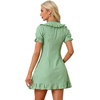 image:imageAllegra K Womens Gingham Dress Ruffled Short Sleeve Peter Pan Collar Cute Checkered Mini DressesGreen White