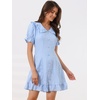 image:imageAllegra K Womens Gingham Dress Ruffled Short Sleeve Peter Pan Collar Cute Checkered Mini DressesLight Blue