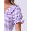 image:imageAllegra K Womens Gingham Dress Ruffled Short Sleeve Peter Pan Collar Cute Checkered Mini DressesLight Purple