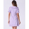 image:imageAllegra K Womens Gingham Dress Ruffled Short Sleeve Peter Pan Collar Cute Checkered Mini DressesLight Purple