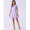 image:imageAllegra K Womens Gingham Dress Ruffled Short Sleeve Peter Pan Collar Cute Checkered Mini DressesLight Purple