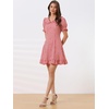 image:imageAllegra K Womens Gingham Dress Ruffled Short Sleeve Peter Pan Collar Cute Checkered Mini DressesRed