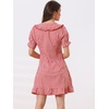 image:imageAllegra K Womens Gingham Dress Ruffled Short Sleeve Peter Pan Collar Cute Checkered Mini DressesRed