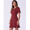 image:imageAllegra K Womens Gingham Dress Ruffled Short Sleeve Peter Pan Collar Cute Checkered Mini DressesRed Black