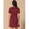 image:imageAllegra K Womens Gingham Dress Ruffled Short Sleeve Peter Pan Collar Cute Checkered Mini DressesRed Black