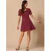 image:imageAllegra K Womens Gingham Dress Ruffled Short Sleeve Peter Pan Collar Cute Checkered Mini DressesRed Black