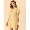 image:imageAllegra K Womens Gingham Dress Ruffled Short Sleeve Peter Pan Collar Cute Checkered Mini DressesYellow