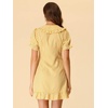 image:imageAllegra K Womens Gingham Dress Ruffled Short Sleeve Peter Pan Collar Cute Checkered Mini DressesYellow