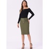 image:imageAllegra K Womens Jean Skirts Split High Waisted Stretchy Denim Pencil SkirtArmy Green