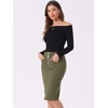 image:imageAllegra K Womens Jean Skirts Split High Waisted Stretchy Denim Pencil SkirtArmy Green