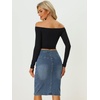 image:imageAllegra K Womens Jean Skirts Split High Waisted Stretchy Denim Pencil SkirtBlue