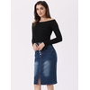 image:imageAllegra K Womens Jean Skirts Split High Waisted Stretchy Denim Pencil SkirtDark Blue