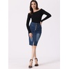 image:imageAllegra K Womens Jean Skirts Split High Waisted Stretchy Denim Pencil SkirtDark Blue