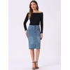 image:imageAllegra K Womens Jean Skirts Split High Waisted Stretchy Denim Pencil SkirtLight Blue