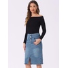 image:imageAllegra K Womens Jean Skirts Split High Waisted Stretchy Denim Pencil SkirtLight Blue