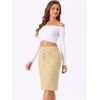 image:imageAllegra K Womens Jean Skirts Split High Waisted Stretchy Denim Pencil SkirtLight Khaki