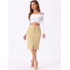 image:imageAllegra K Womens Jean Skirts Split High Waisted Stretchy Denim Pencil SkirtLight Khaki