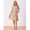 image:imageAllegra K Womens Vintage Peter Pan Collar Flowy Midi Floral DressBeige Pink