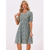 image:imageAllegra K Womens Vintage Peter Pan Collar Flowy Midi Floral DressGrey Blue