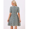 image:imageAllegra K Womens Vintage Peter Pan Collar Flowy Midi Floral DressGrey Blue