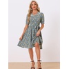 image:imageAllegra K Womens Vintage Peter Pan Collar Flowy Midi Floral DressGrey Blue