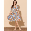 image:imageAllegra K Womens Vintage Peter Pan Collar Flowy Midi Floral DressOrange Blue