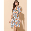 image:imageAllegra K Womens Vintage Peter Pan Collar Flowy Midi Floral DressOrange Blue