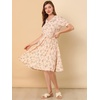 image:imageAllegra K Womens Vintage Peter Pan Collar Flowy Midi Floral DressPink