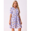 image:imageAllegra K Womens Vintage Peter Pan Collar Flowy Midi Floral DressPurple
