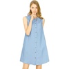 image:imageAllegra K Women Sleeveless Denim Chambray Button Up Shirtdress with PocketBlue
