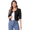 image:imageAllegra K Womens Denim Cardigan 34 Sleeve Collarless Jean JacketsAll Black