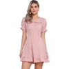 image:imageAllegra K Womens Gingham Dress Ruffled Short Sleeve Peter Pan Collar Cute Checkered Mini DressesDark Pink
